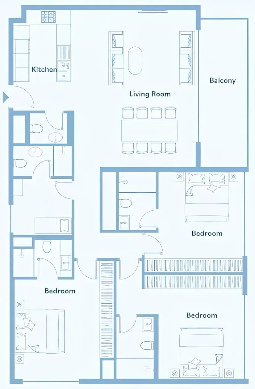 3 bedroom Apartments floor plan at Luma Park Views
