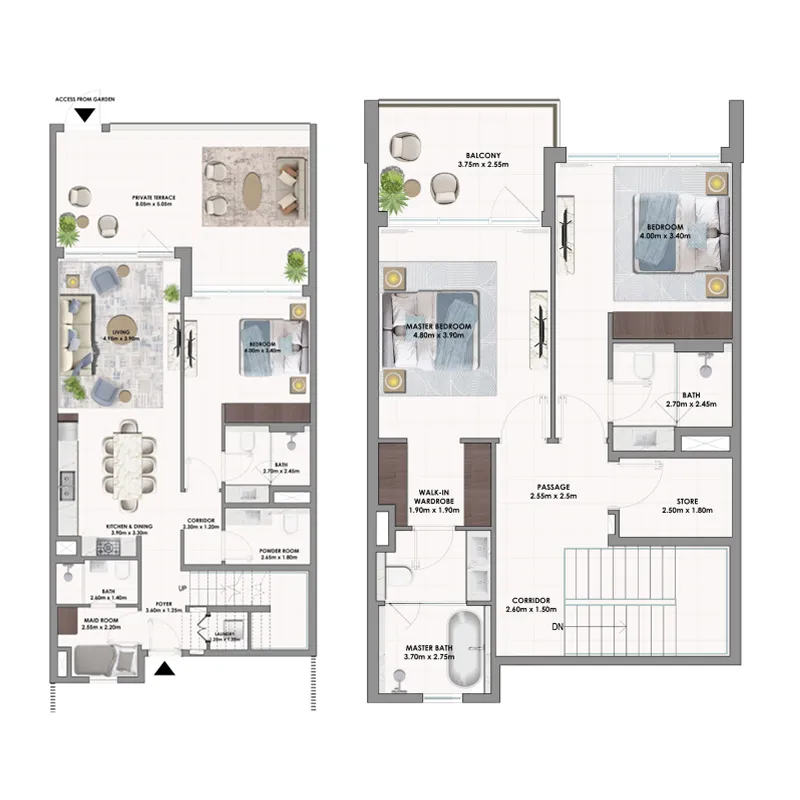 3 bedroom Townhouse floor plan at Golf Acres