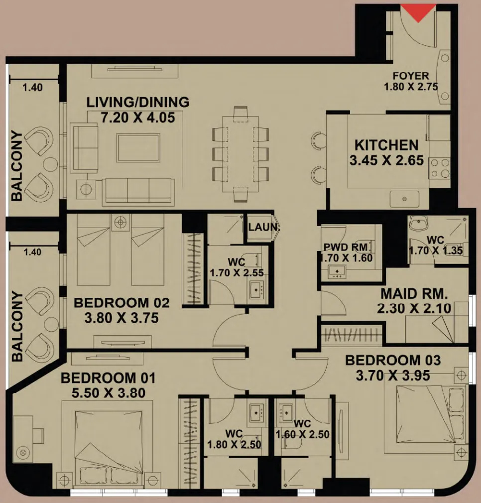 3.5 bedroom Apartments floor plan at Timber Terrace