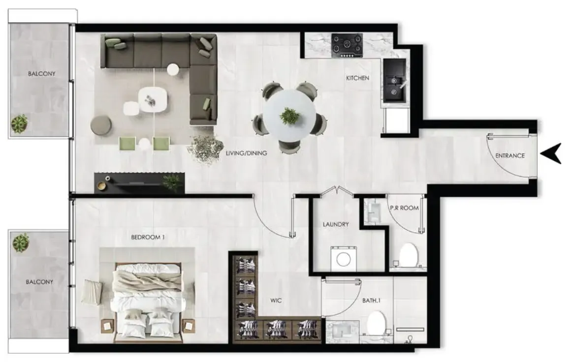 1 bedroom Apartments floor plan at The Willows Residences