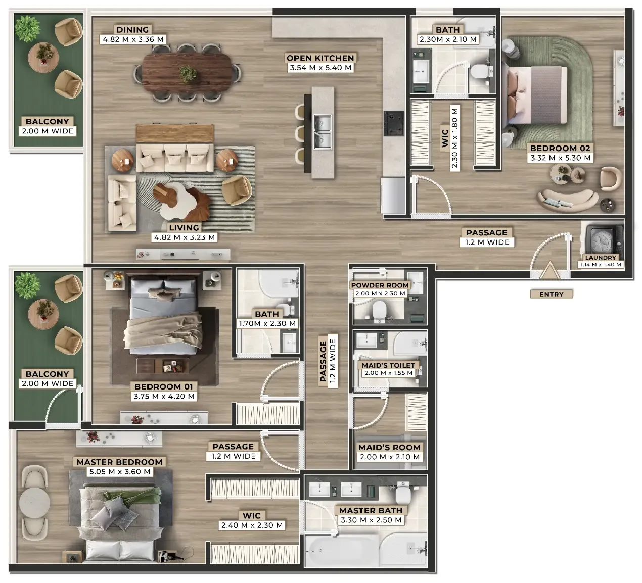 3 bedroom Apartments floor plan at Firoza