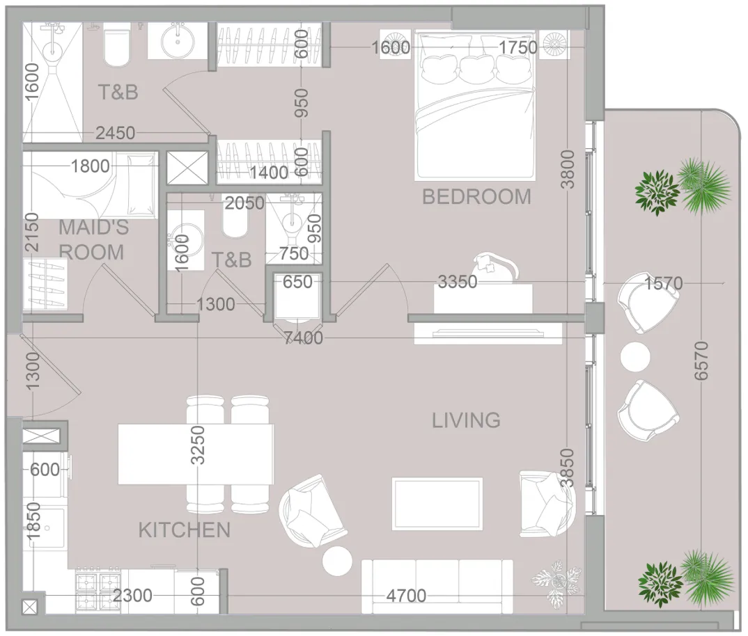 1.5 bedroom Apartments floor plan at TETR1S Tower