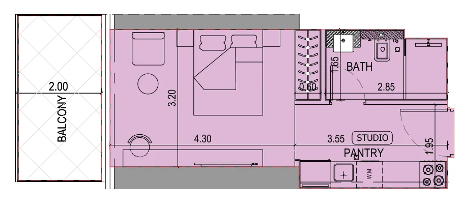 0 bedroom Apartments floor plan at Binghatti Sky Terraces