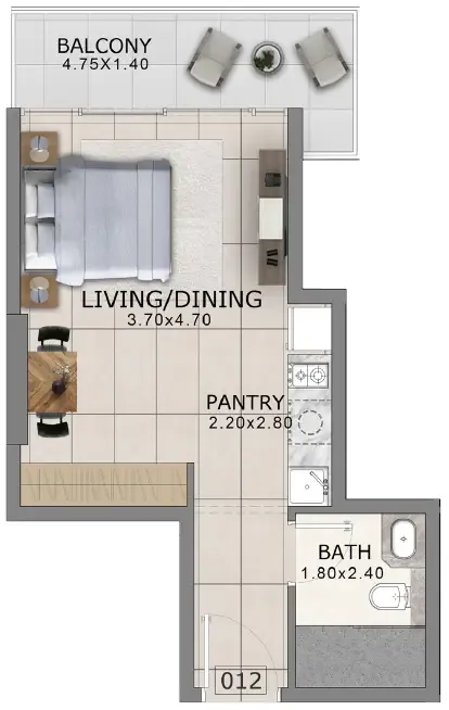 0 bedroom Apartments floor plan at Arlington Park 2