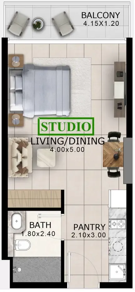 0 bedroom Apartments floor plan at Arlington Park 2