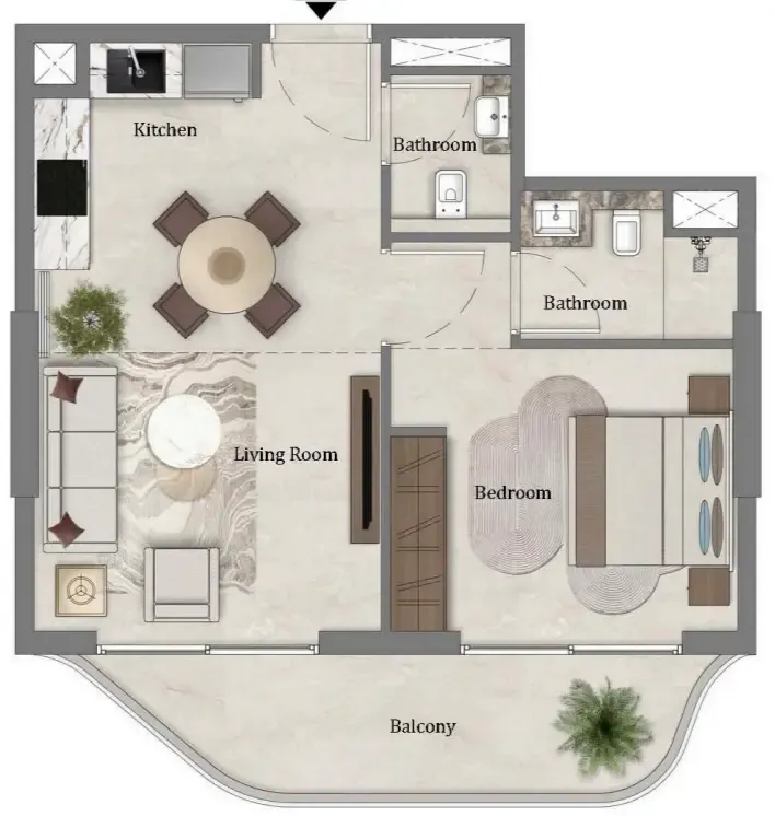 1 bedroom Apartments floor plan at Mirari Lagoon by Zoya