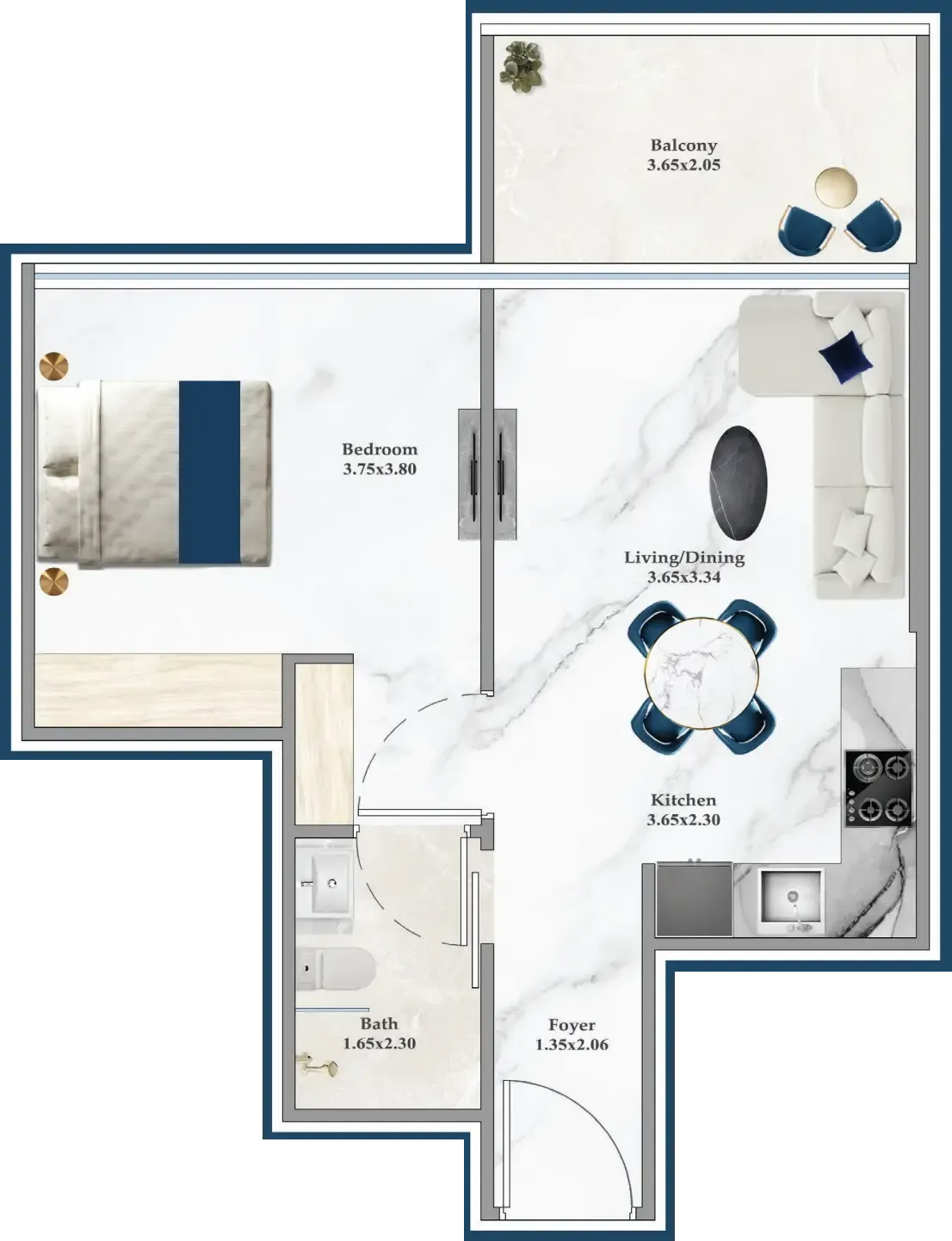 1 bedroom Apartments floor plan at Serenz