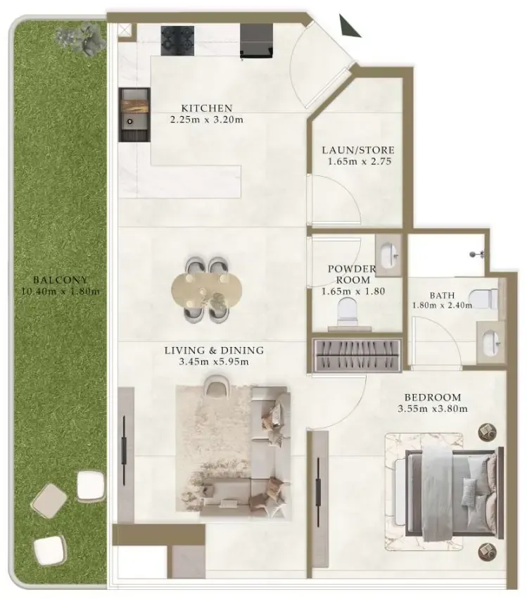 1 bedroom Apartments floor plan at Ryze Residences by AUM Development