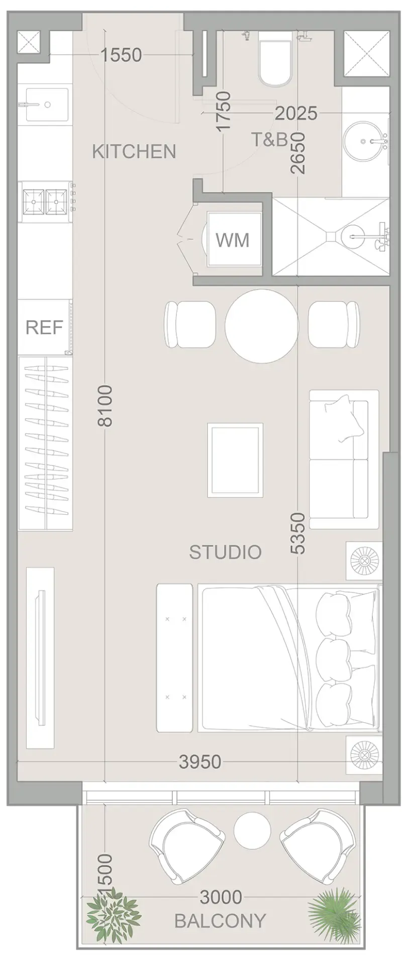 0 bedroom Apartments floor plan at 1WOOD Residence 2