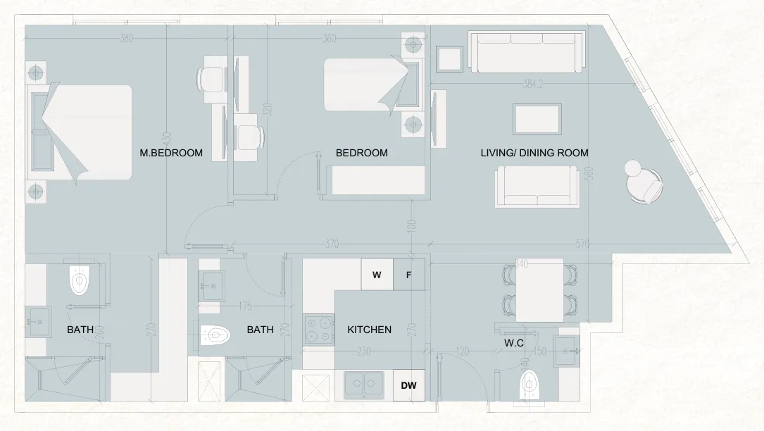 2 bedroom Apartments floor plan at The WADI