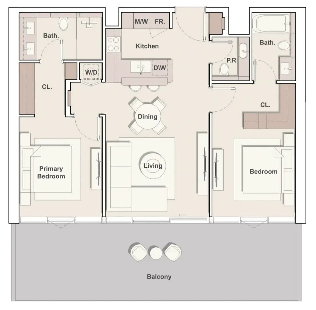 2 bedroom Apartments floor plan at Costa Mare