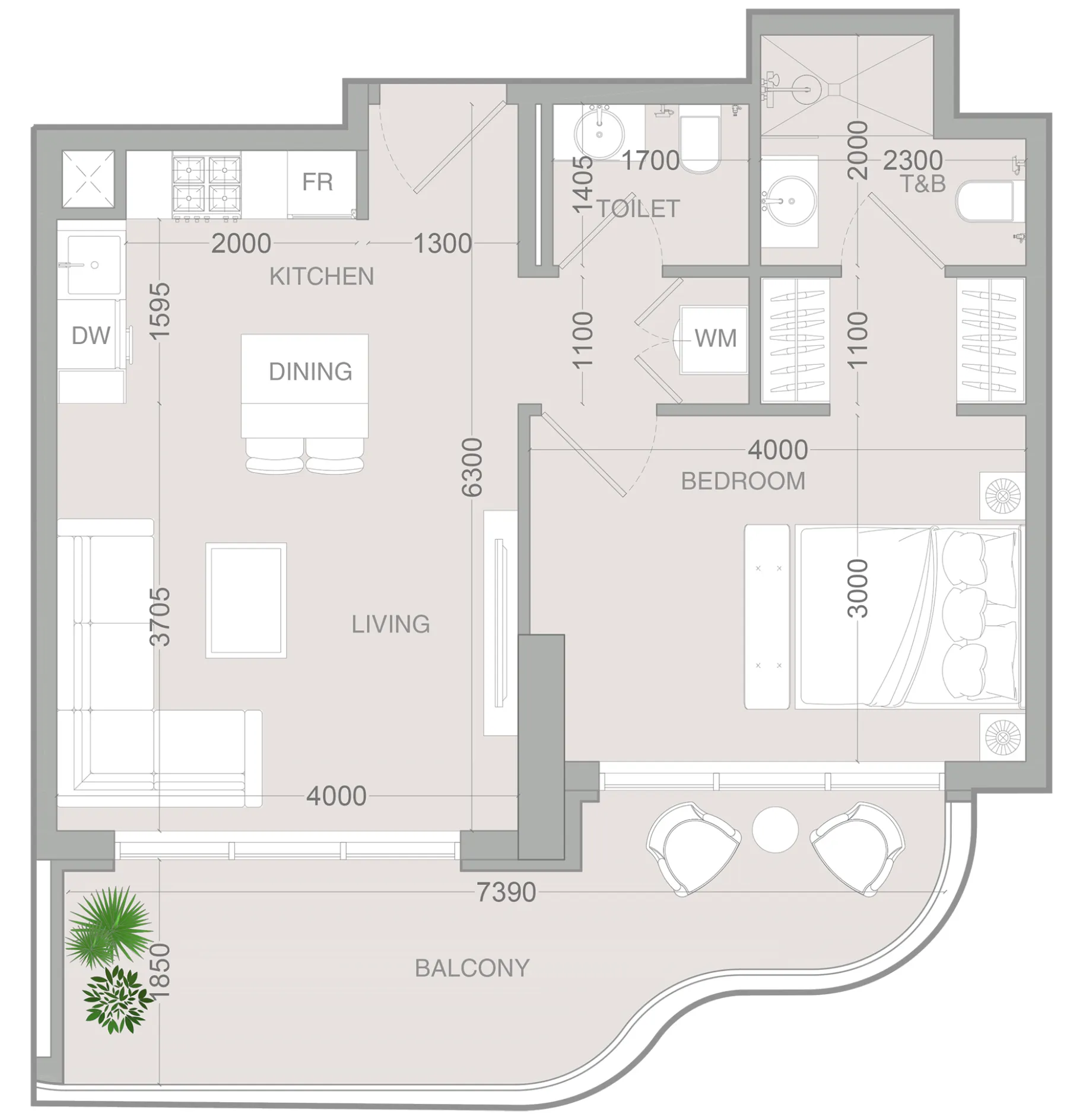 1 bedroom Apartments floor plan at ALTA V1EW