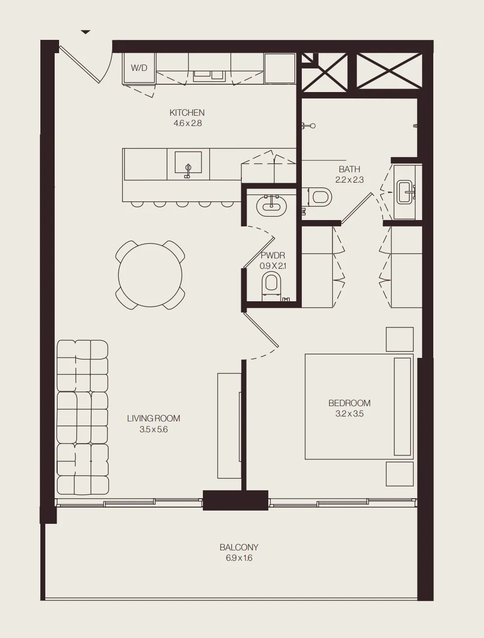 1 bedroom Apartments floor plan at The Weave – Al Ghurair