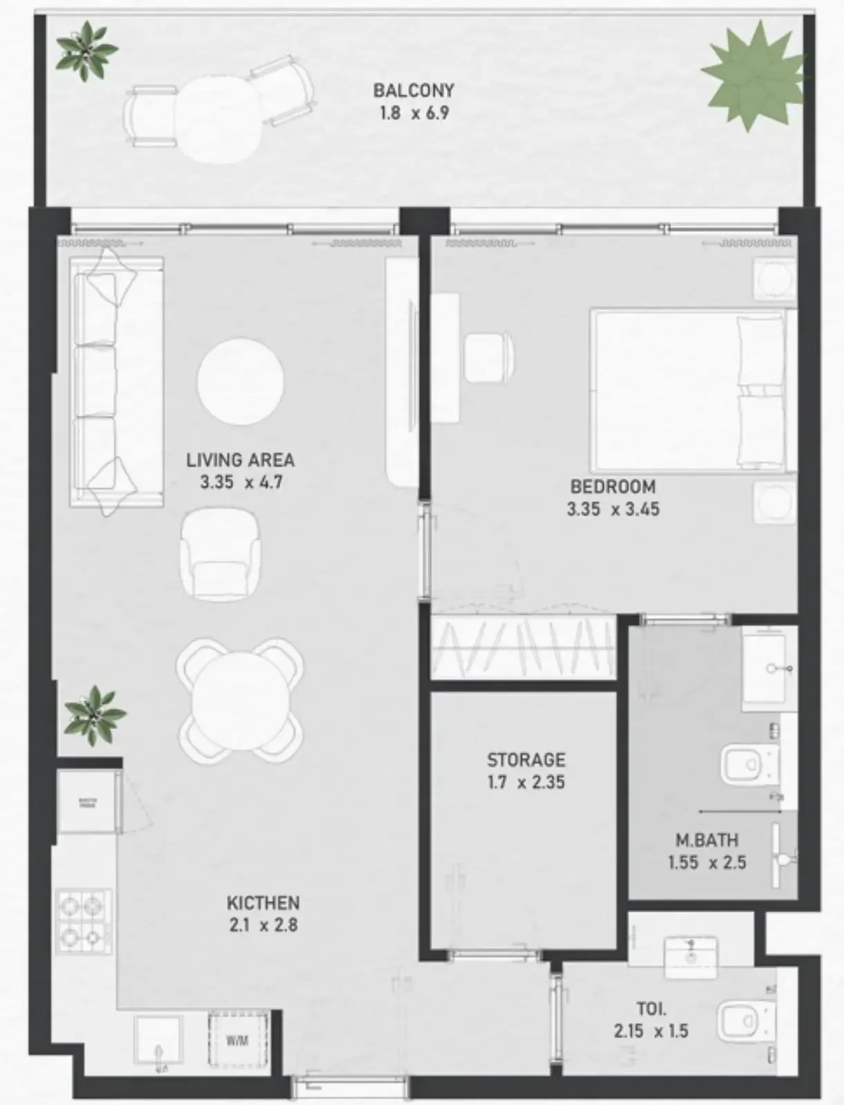 1 bedroom Apartments floor plan at Ayami Residence