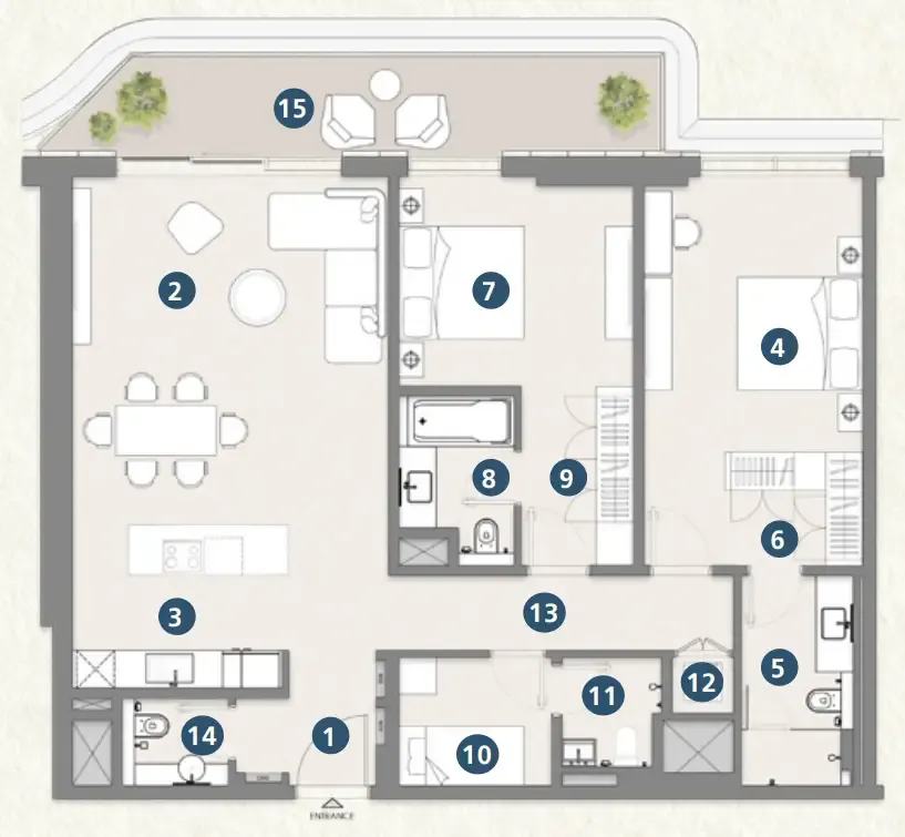 2 bedroom Apartments floor plan at Muheira Maysan