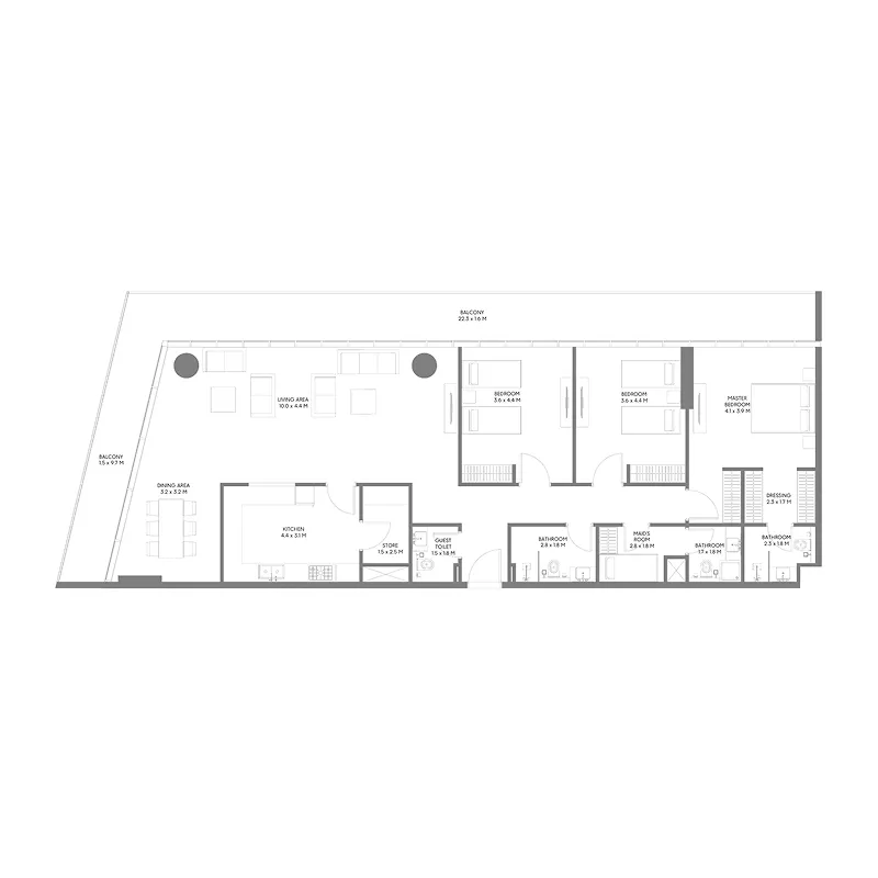 3 bedroom Apartments floor plan at The Gate 5