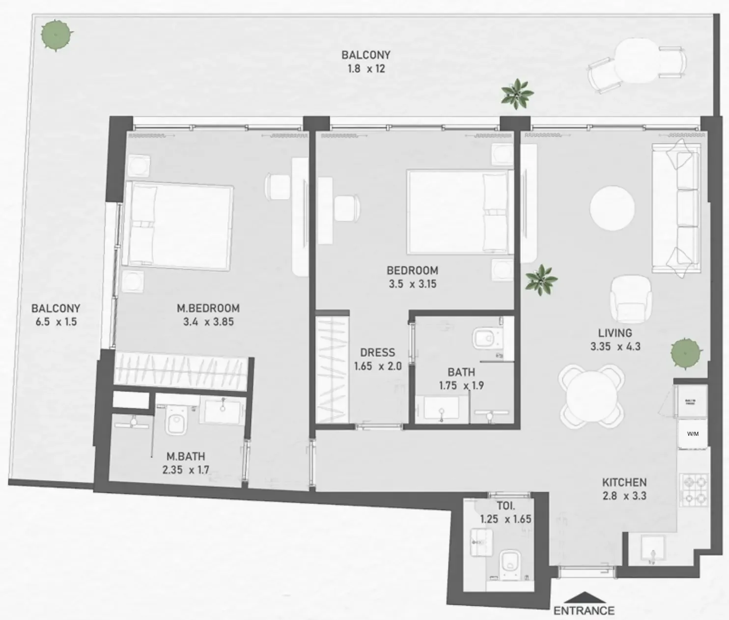 2 bedroom Apartments floor plan at Ayami Residence