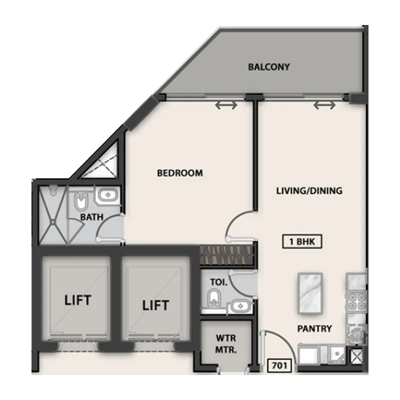 1 bedroom Apartments floor plan at Marquis Galleria