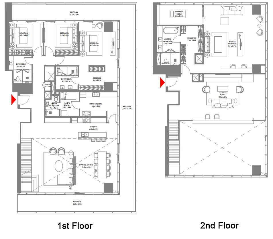 4 bedroom Duplex floor plan at W The Residences by Arada
