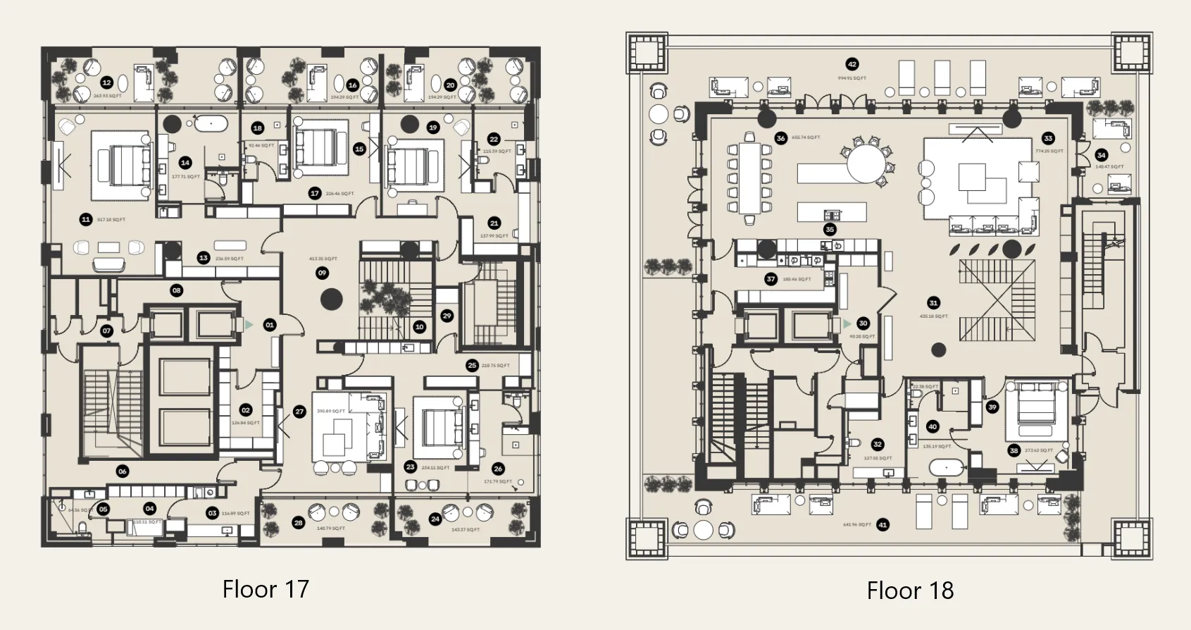 5 bedroom Penthouse floor plan at Waldorf Astoria Residences