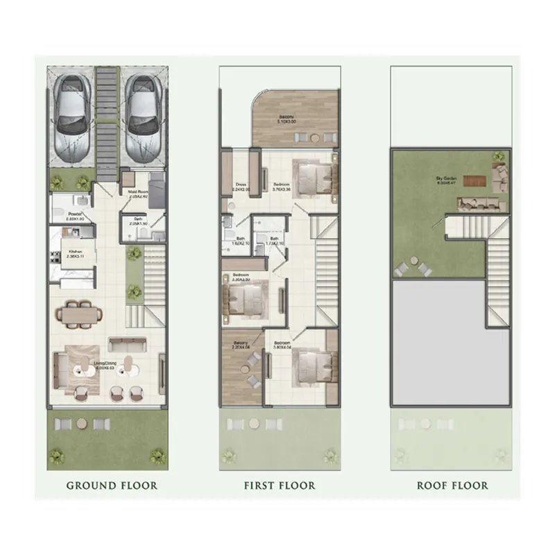 3.5 bedroom Townhouse floor plan at Greenz