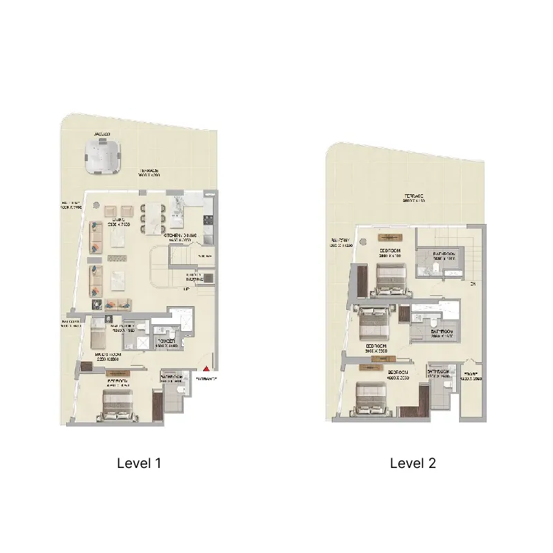 4 bedroom Duplex floor plan at River Cove Residences at Sobha City