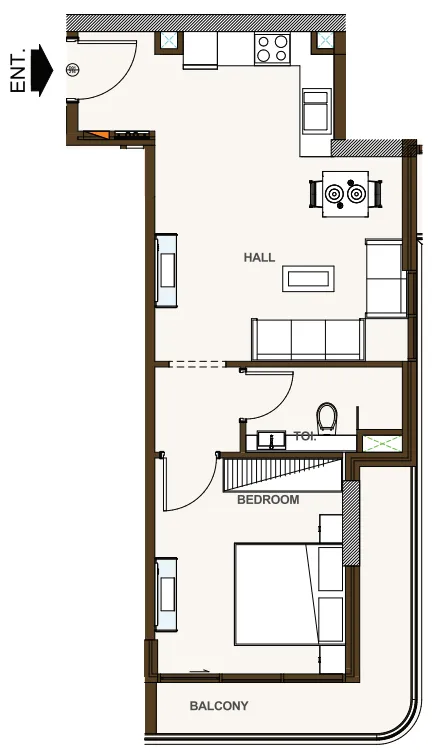 1 bedroom Apartments floor plan at Casa Aura Residence
