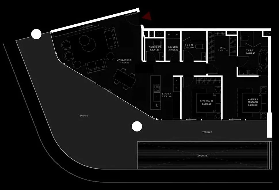 2 bedroom Apartments floor plan at Brabus Island