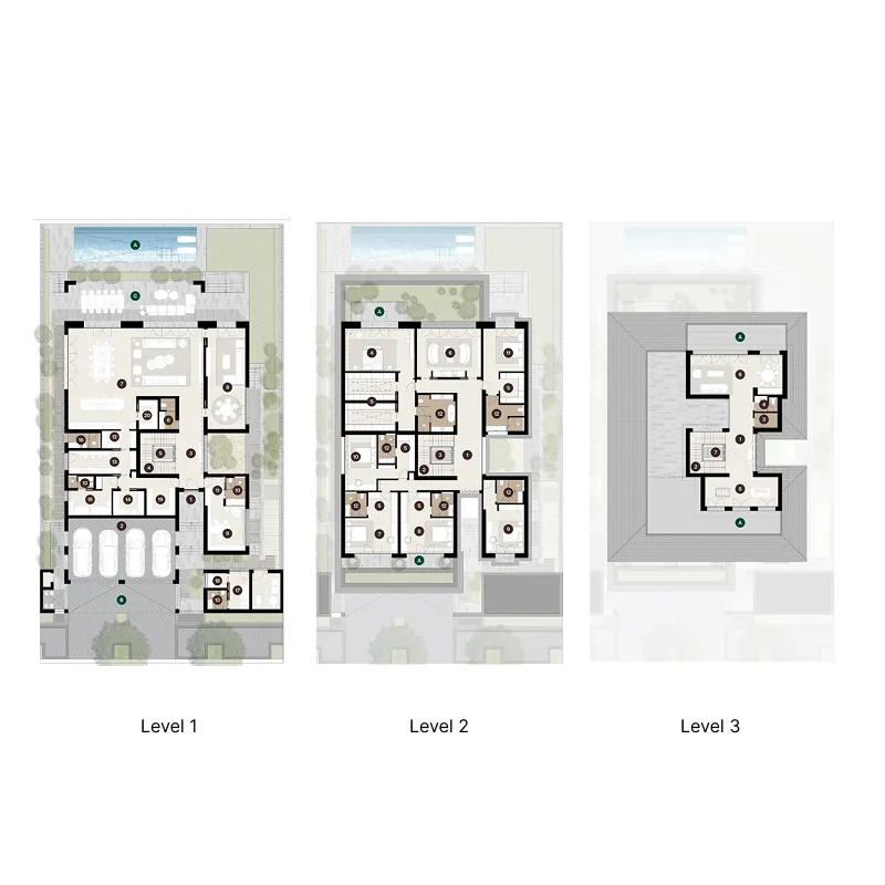 6 bedroom Villa floor plan at Hudayriyat Golf Estates