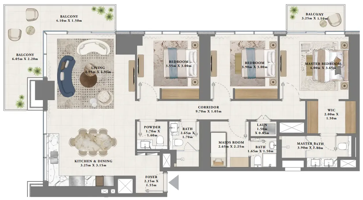 3 bedroom Apartments floor plan at Altan