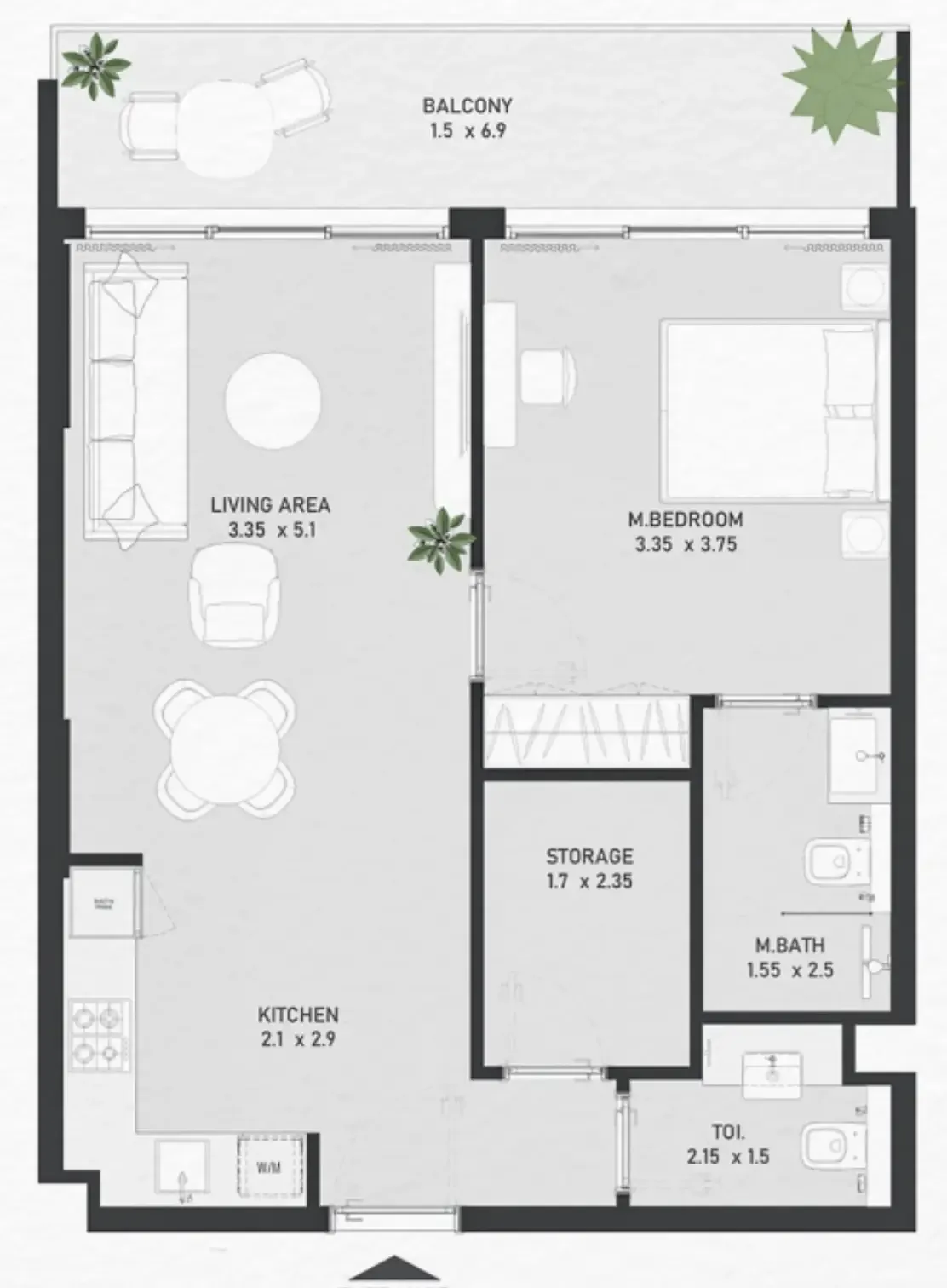 1 bedroom Apartments floor plan at Ayami Residence