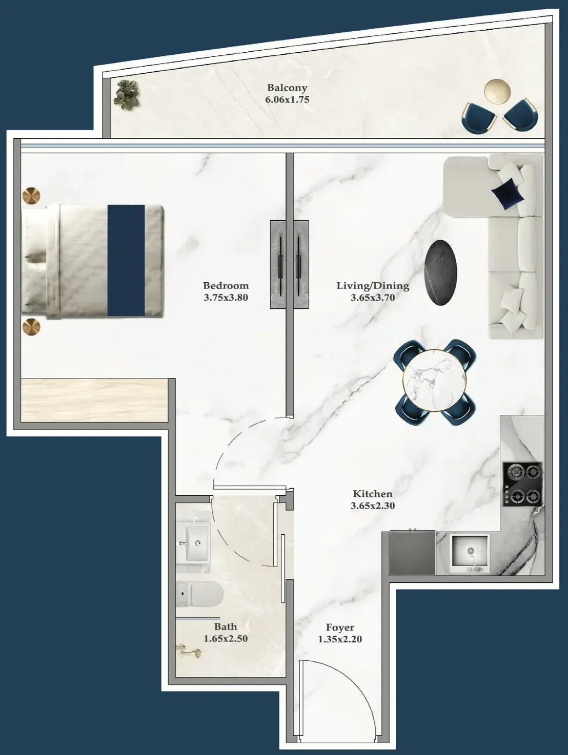1 bedroom Apartments floor plan at Serenz