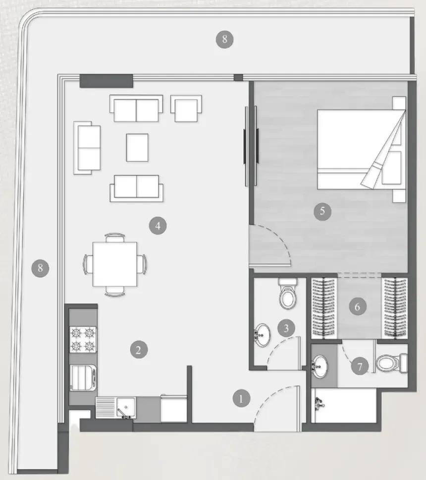 1 bedroom Apartments floor plan at Elevia Residences
