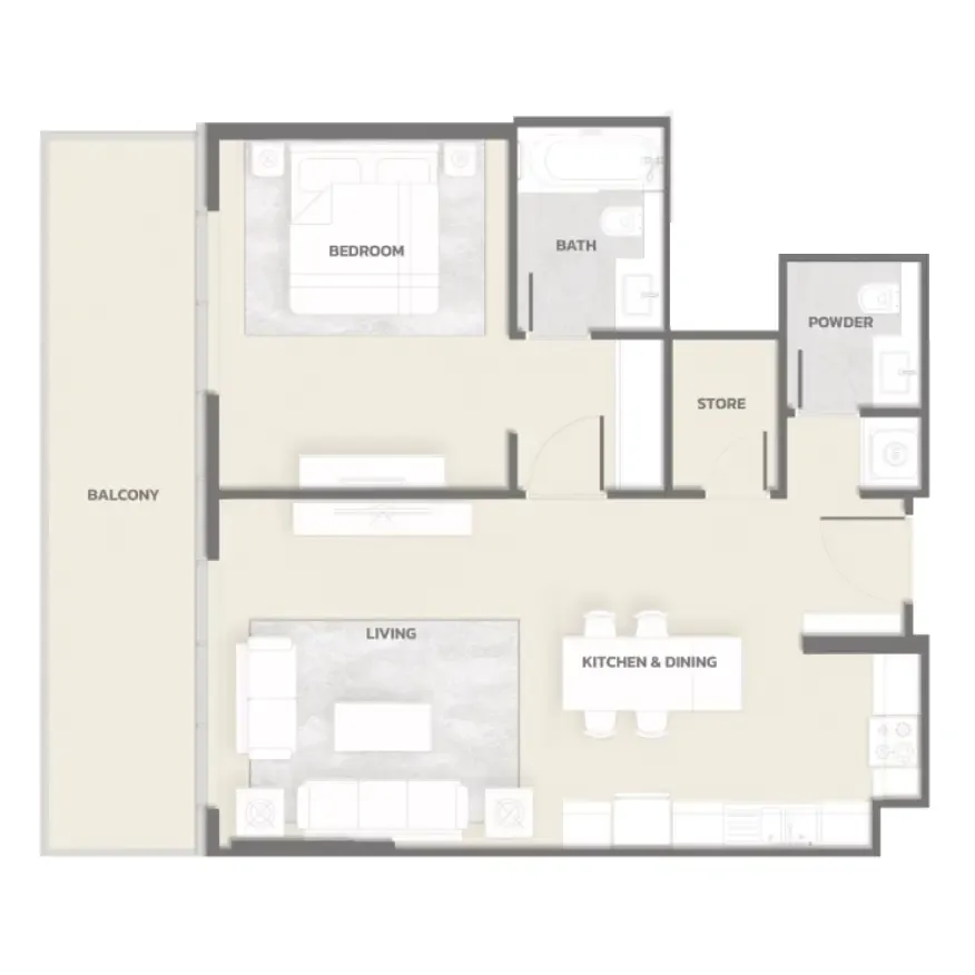 1 bedroom Apartments floor plan at Tonino Lamborghini Residences