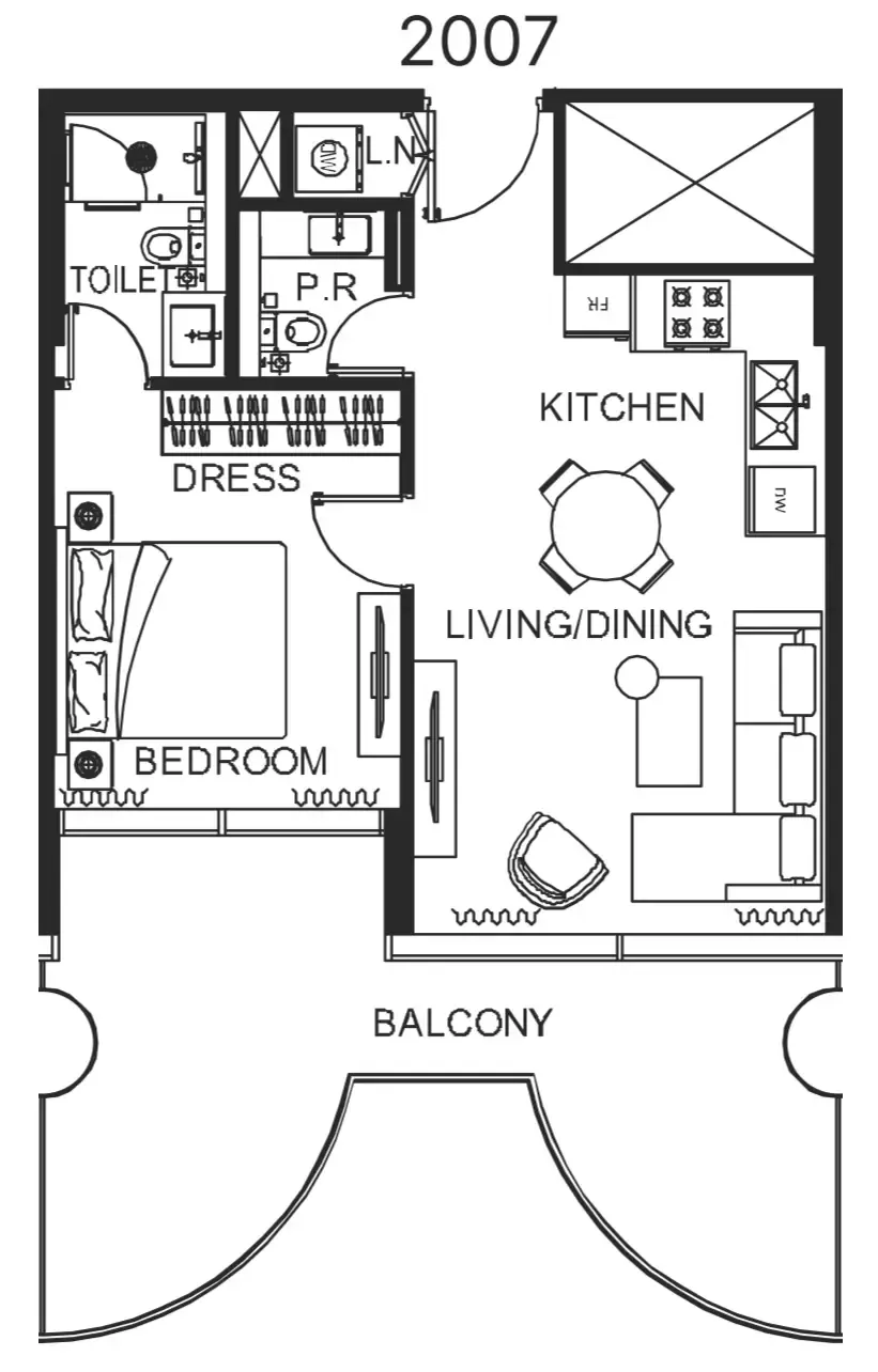 1 bedroom Apartments floor plan at The WOW Tower