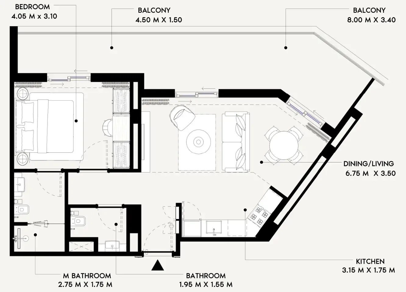 1 bedroom Apartments floor plan at Azizi Lina