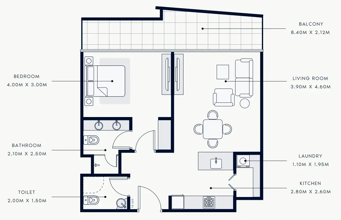1 bedroom Apartments floor plan at Riviera Rêve