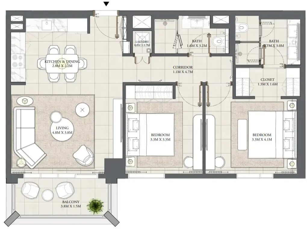 2 bedroom Apartments floor plan at Mangrove
