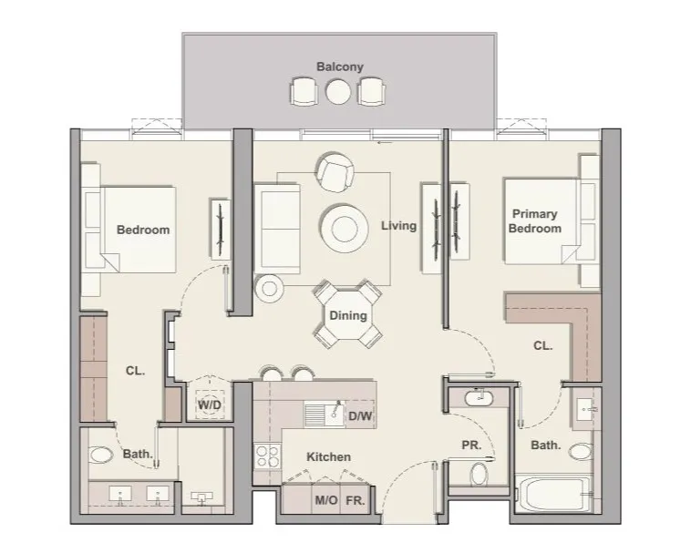2 bedroom Apartments floor plan at Soto Grande