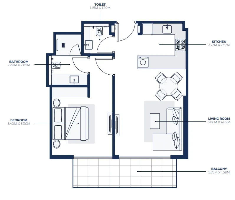 1 bedroom Apartments floor plan at Creek Views 3