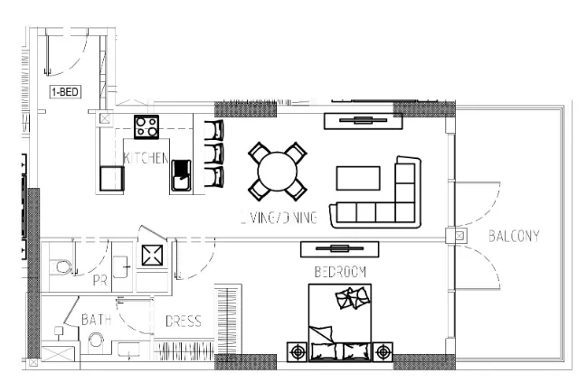 1 bedroom Apartments floor plan at Damac Riverside Views