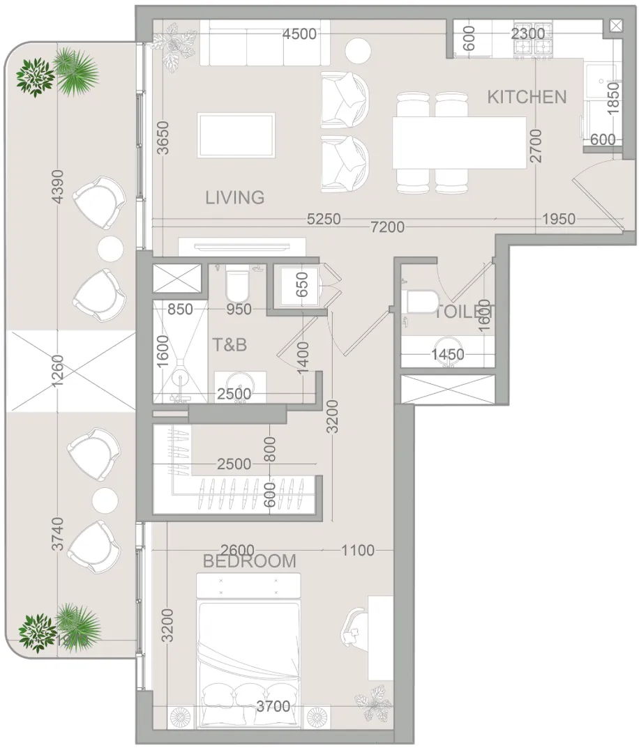 1 bedroom Apartments floor plan at TETR1S Tower