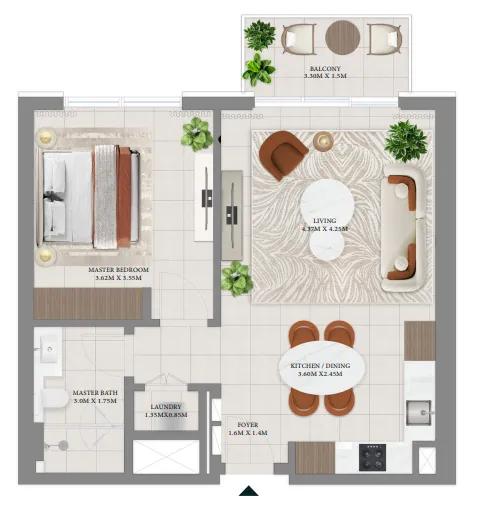1 bedroom Apartments floor plan at Vida Residences Hillside