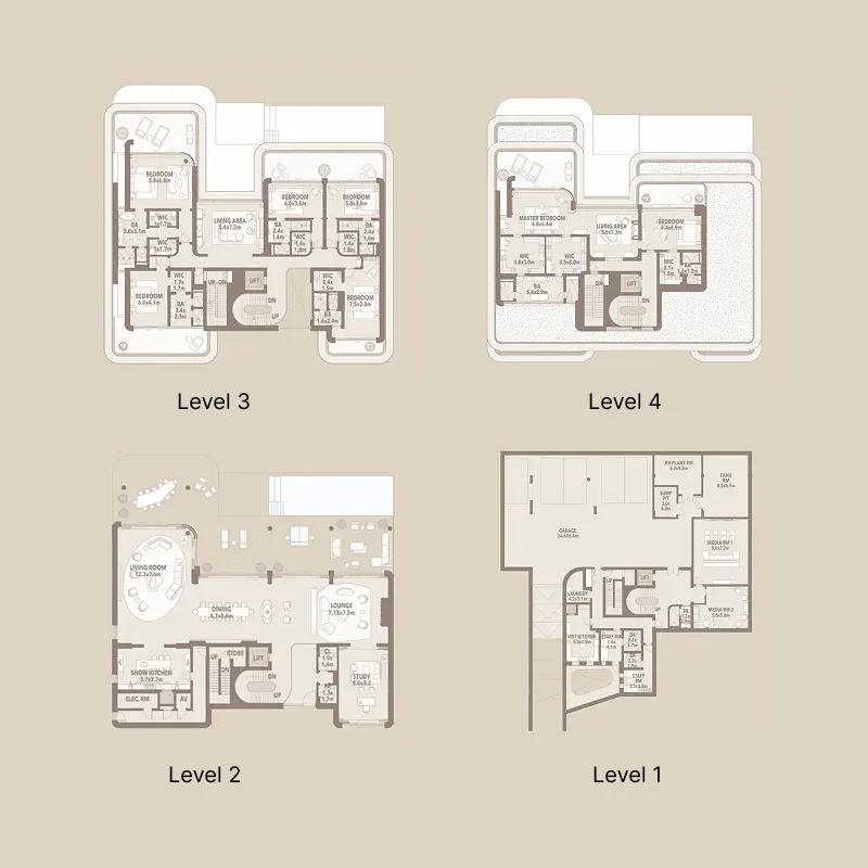 7.5 bedroom Villa floor plan at Jumeirah Asora Bay