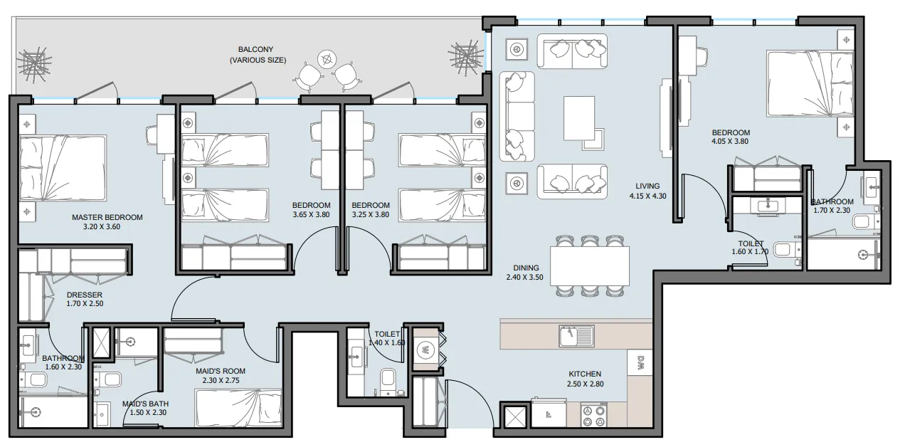 4 bedroom Apartments floor plan at The District