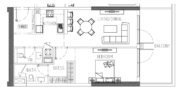 1 bedroom Apartments floor plan at Damac Riverside Views