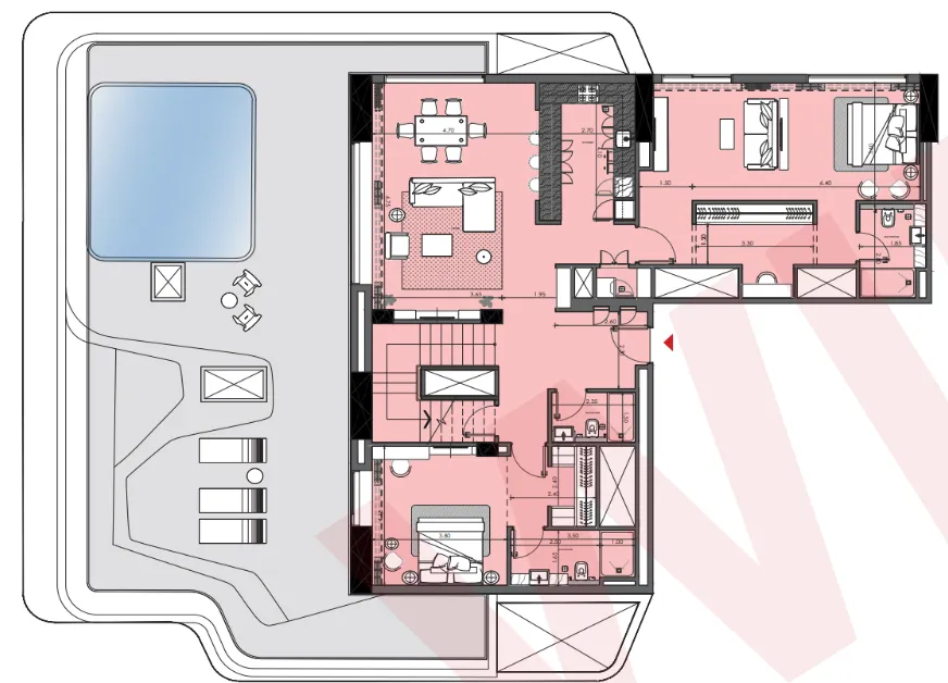 4 bedroom Penthouse floor plan at Azizi Wasel