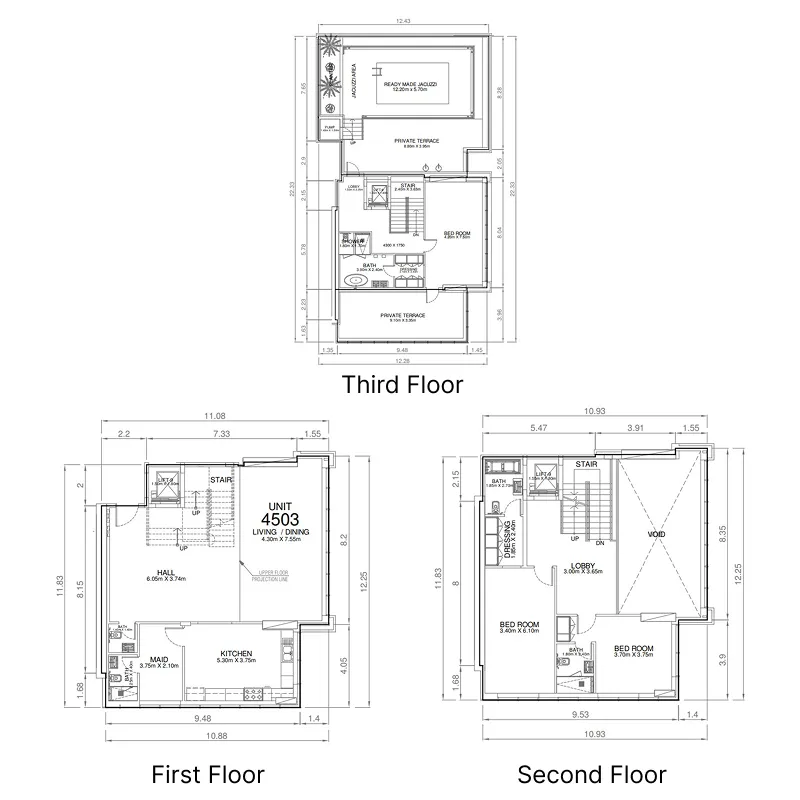 3 bedroom Apartments floor plan at Marina Arcade Tower