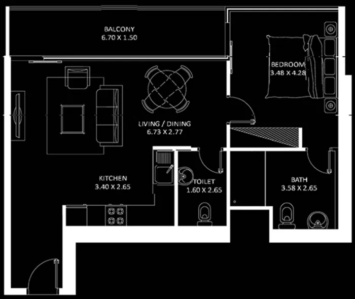 1 bedroom Apartments floor plan at Elitz