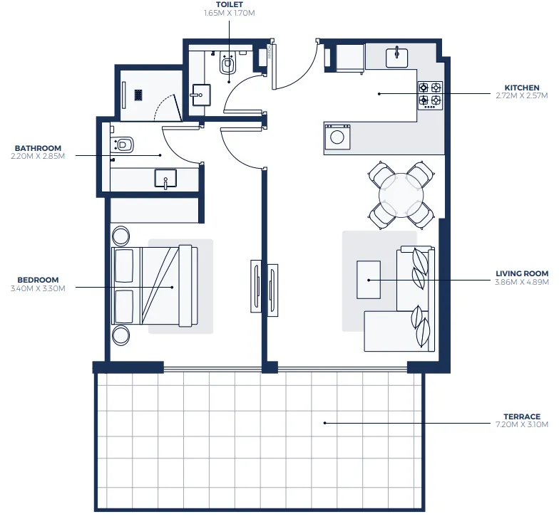 1 bedroom Apartments floor plan at Creek Views 3